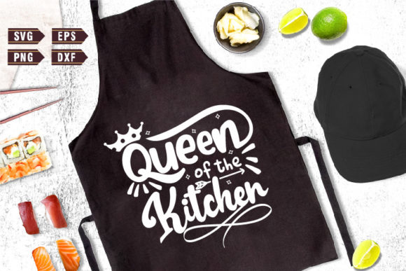Funny Apron SVG Queen of the Kitchen Graphics for Crafts