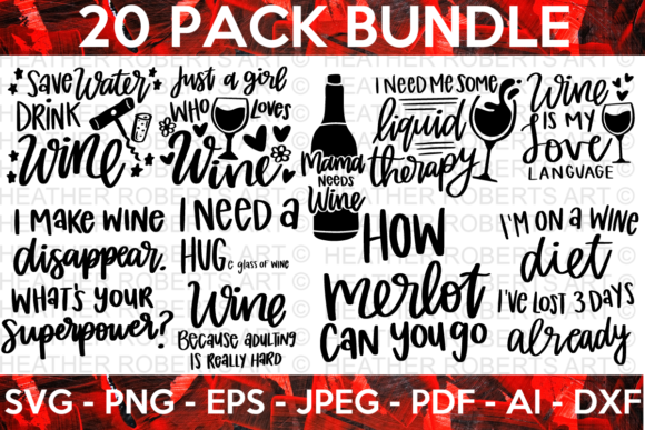 Funny Wine SVG Bundle: Graphics for Crafts & Branding