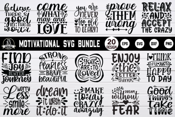 Motivational Bundle: A Graphic Design Asset for Crafts and Graphics
